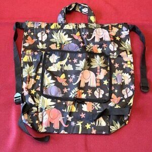Womens Chibao Self Storing Zoo Animals Print Shopping Bag/Backpack